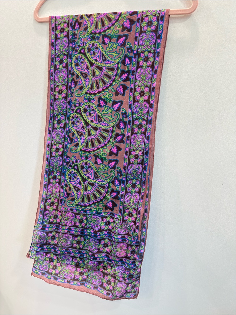 Vintage 90s Psychedelic Paisley Floral Chiffon Scarf